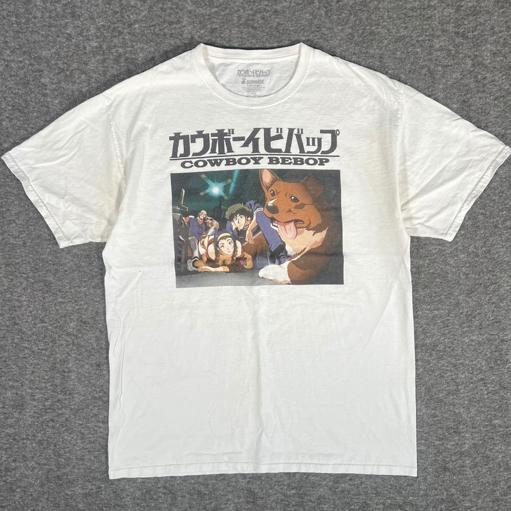 Cowboy Bebop Anime Graphic T-Shirt Mens Large White Sunrise Funimation Crew Ein